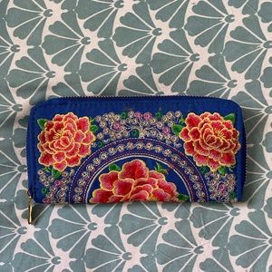 Embroidered floral boho wallet